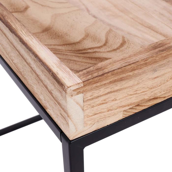 Beistelltisch HWC-K71, Kaffeetisch Couchtisch Tisch, MVG-zertifiziert Paulownia-Holz Metall 60x60x60cm ~ naturfarben