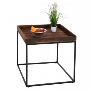 Beistelltisch HWC-K71, Kaffeetisch Couchtisch Tisch, MVG-zertifiziert Paulownia-Holz Metall 60x60x60cm ~ dunkelbraun