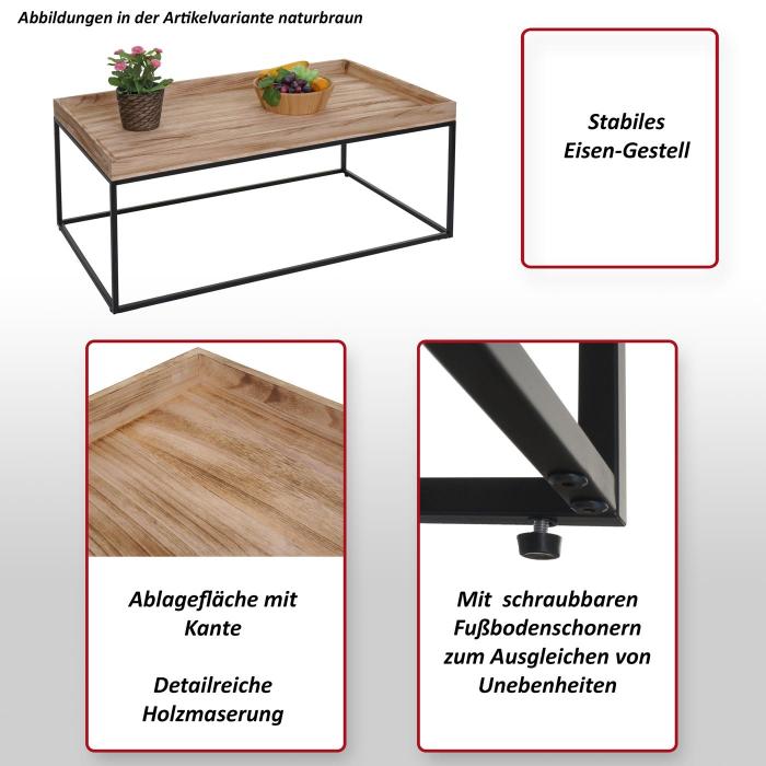 Couchtisch HWC-K71, Kaffeetisch Beistelltisch Tisch, Holz massiv Metall 46x110x60cm ~ dunkelgrau