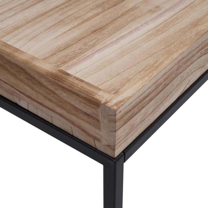 Couchtisch HWC-K71, Kaffeetisch Beistelltisch Tisch, Holz massiv Metall 46x110x60cm ~ naturfarben