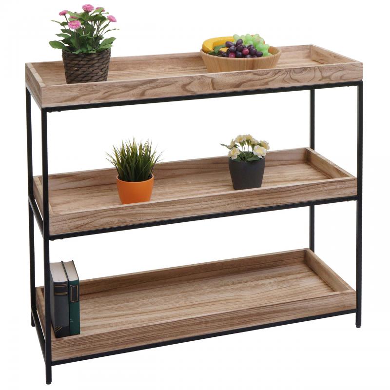 B-Ware (Ablage vermakt SK2) | Regal HWC-K71, Standregal Pflanzregal, Holz Metall 3 Ablagen 90x100x35cm ~ naturfarben