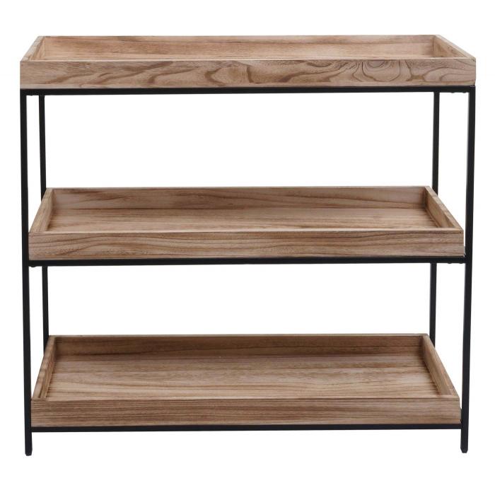 B-Ware (Ablage vermakt SK2) | Regal HWC-K71, Standregal Pflanzregal, Holz Metall 3 Ablagen 90x100x35cm ~ naturfarben