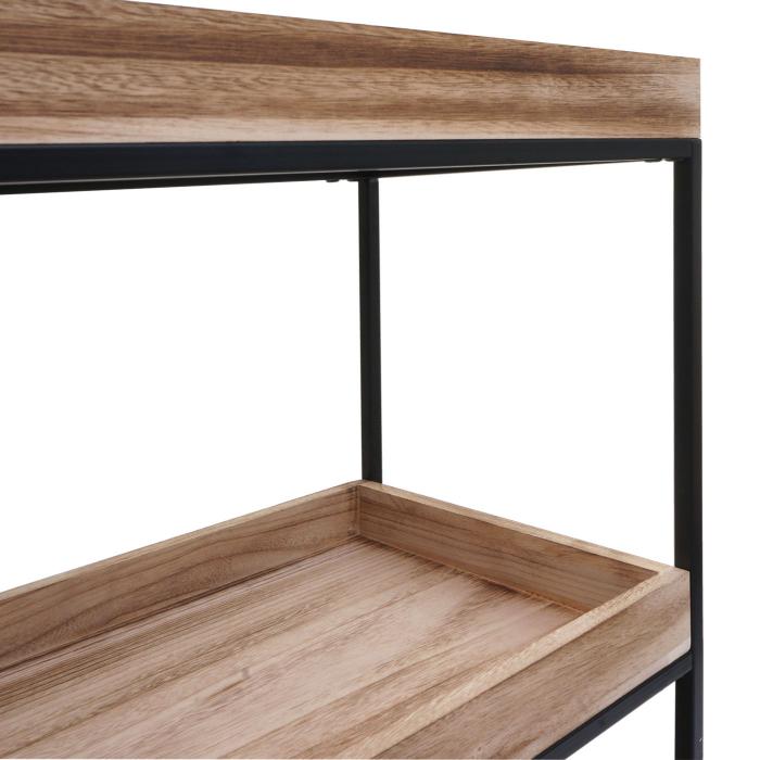 B-Ware (Ablage vermakt SK2) | Regal HWC-K71, Standregal Pflanzregal, Holz Metall 3 Ablagen 90x100x35cm ~ naturfarben