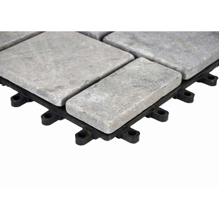 B-Ware (Kunststoff defekt/Klebereste SK6) | Steinfliese HWC-K70 Steckfliese Naturstein 11x je 30x30cm = 1m ~ dunkelgrau