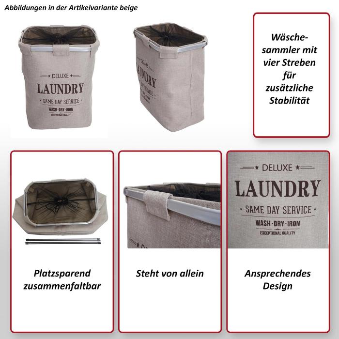 Wschesammler HWC-C34, Laundry Wschebox Wschekorb Wschebehlter mit Netz, 1 Fach 56x49x30cm 82l ~ grau