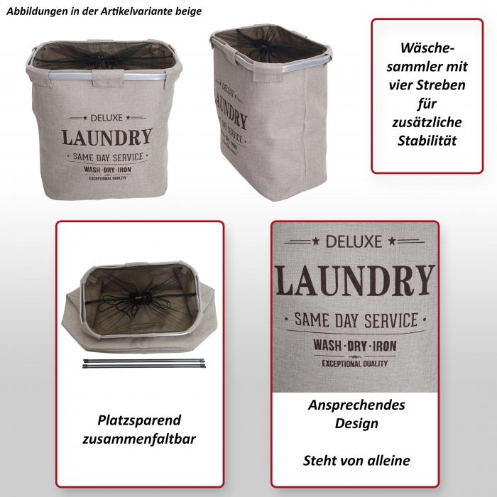 Wschesammler HWC-C34, Laundry Wschebox Wschekorb Wschebehlter mit Netz, 1 Fach 56x49x30cm 82l ~ grau