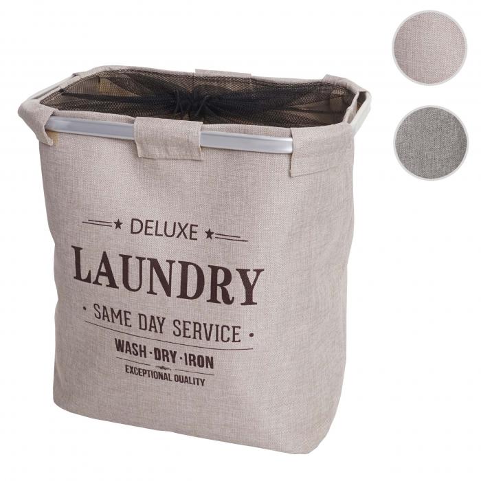 Wschesammler HWC-C34, Laundry Wschebox Wschekorb Wschebehlter mit Netz, 1 Fach 56x49x30cm 82l ~ beige