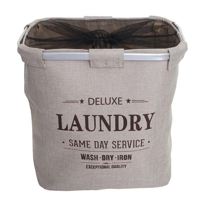 Wschesammler HWC-C34, Laundry Wschebox Wschekorb Wschebehlter mit Netz, 1 Fach 56x49x30cm 82l ~ beige