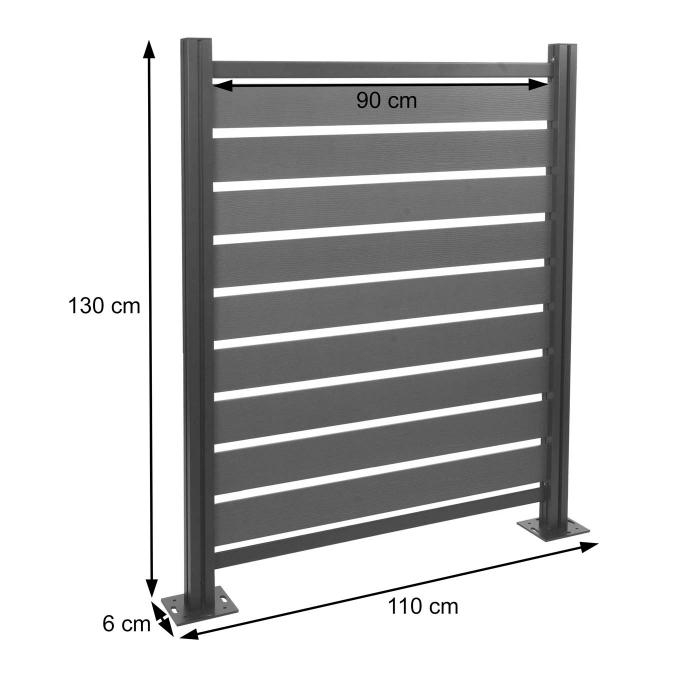 Alu Mlltonnen-Zaun HWC-K57, Basiselement Mlltonnenverkleidung, Holzoptik erweiterbar 130x110x6cm ~ anthrazit