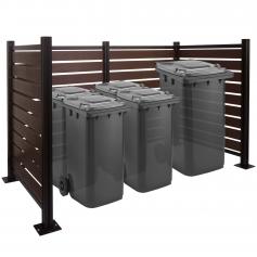 Alu Mlltonnen-Zaun HWC-K57, Mlltonnenverkleidung, Polywood erweiterbar 130x206x110cm ~ braun