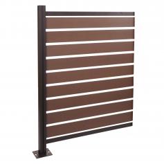 Alu Mlltonnen-Zaun HWC-K57, Erweiterungselement Mlltonnenverkleidung, Polywood erweiterbar 130x100x6cm ~ braun