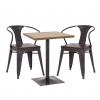 Set Bistrotisch 2x Esszimmerstuhl HWC-H10d, Stuhl Tisch Küchenstuhl Gastronomie FSC ~ schwarz-braun, Tisch hellbraun