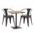 Set Bistrotisch 2x Esszimmerstuhl HWC-H10d, Stuhl Tisch Küchenstuhl Gastronomie FSC ~ schwarz-braun, Tisch hellbraun