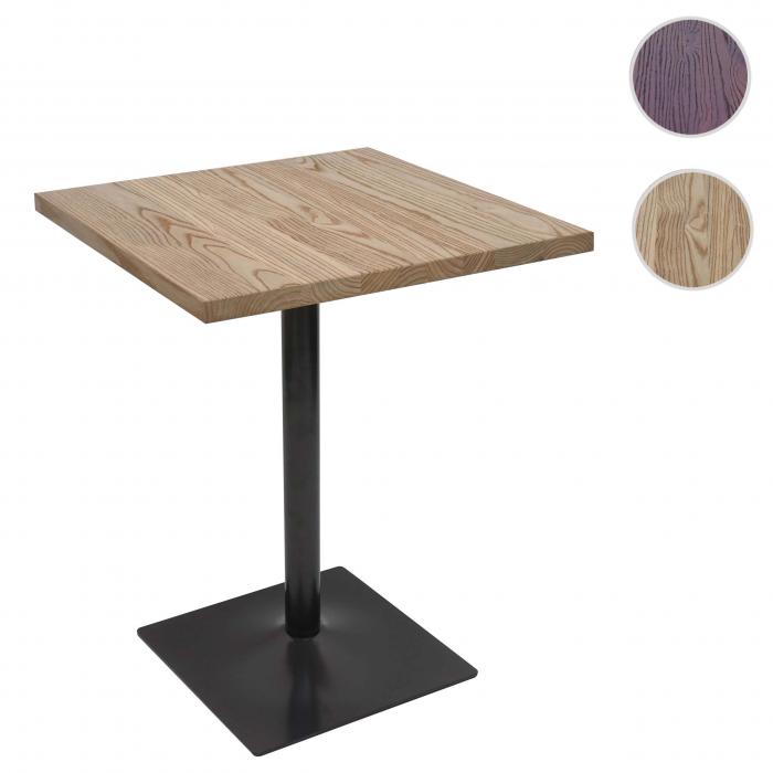 Bistrotisch HWC-H10, Bartisch Thekentisch, Industrial Gastro Metall Ulme Massivholz MVG 70x70cm ~ hellbraun