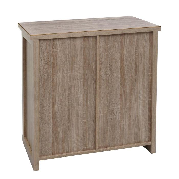 Kommode HWC-K75, Schrank Regal, Schiebetre 5 Staufcher, Holz-Optik Industrial Metall 84x80x40cm ~ naturfarben