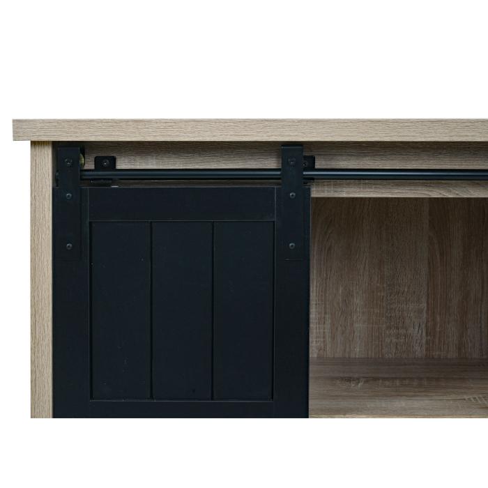 Kommode HWC-K75, Schrank Regal, Schiebetre 5 Staufcher, Holz-Optik Industrial Metall 84x80x40cm ~ naturfarben