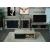 Wohnzimmerset aus TV-Rack, Sideboard, Kommode und Couchtisch HWC-K75, Schiebetür Staufächer, Industrial ~ naturfarben