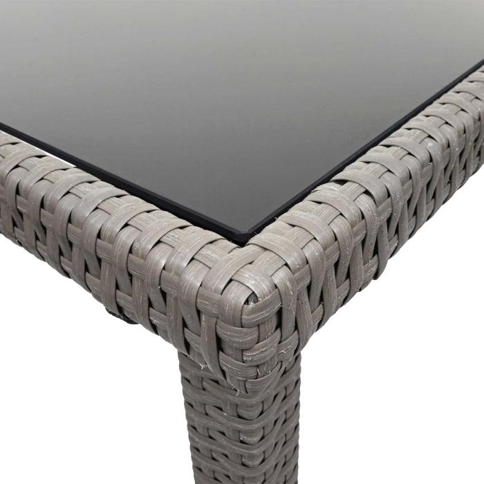 Poly-Rattan Tisch HWC-G19, Gartentisch Balkontisch, 120x75cm ~ grau