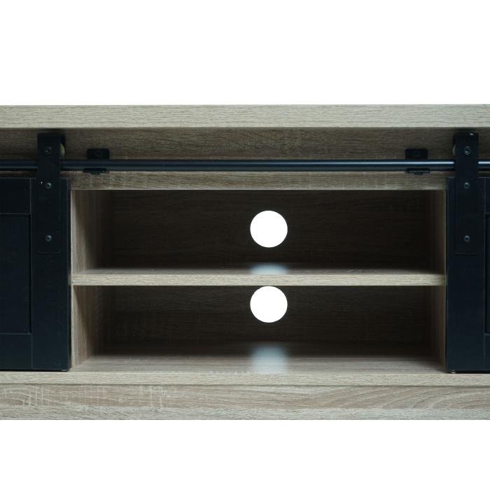 Wohnzimmerset aus TV-Rack, Sideboard, Kommode und Couchtisch HWC-K75, Schiebetr Staufcher, Industrial ~ naturfarben