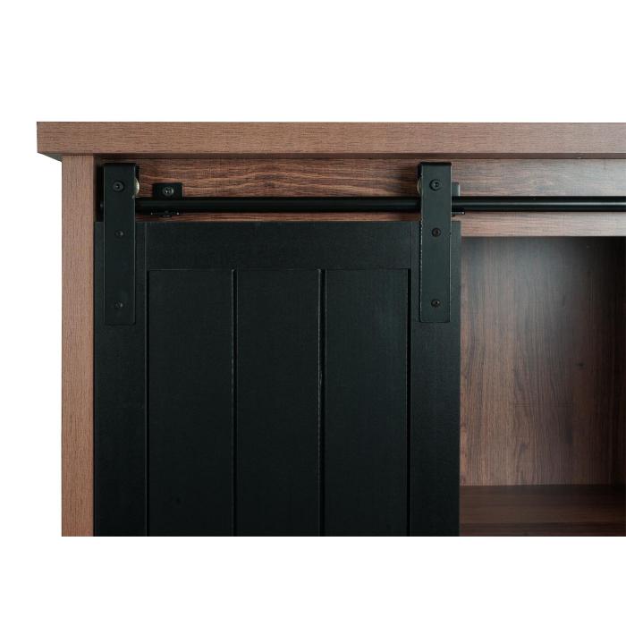 Schrank HWC-K75, Kommode Highboard, Schiebetre 8 Staufcher, Holz-Optik Industrial Metall 163x76x38cm ~ braun