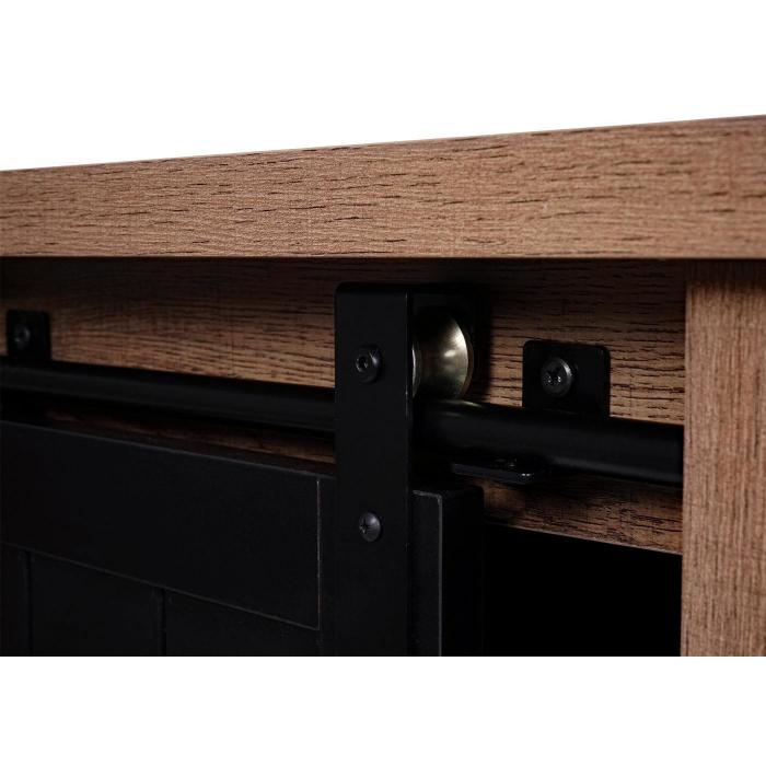 Schrank HWC-K75, Kommode Highboard, Schiebetre 8 Staufcher, Holz-Optik Industrial Metall 163x76x38cm ~ braun