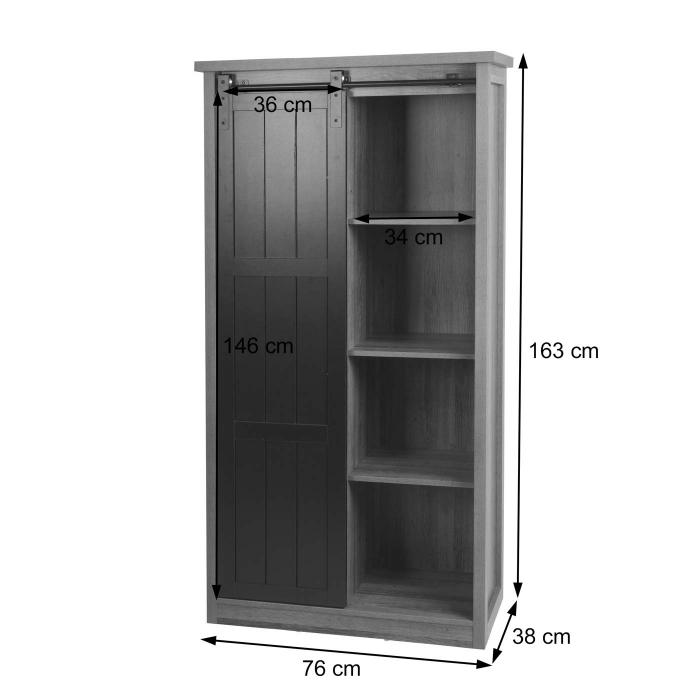 Schrank HWC-K75, Kommode Highboard, Schiebetre 8 Staufcher, Holz-Optik Industrial Metall 163x76x38cm ~ naturfarben