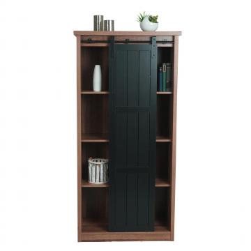 Schrank HWC-K75, Kommode Highboard, Schiebetre 8 Staufcher, Holz-Optik Industrial Metall 163x76x38cm ~ braun