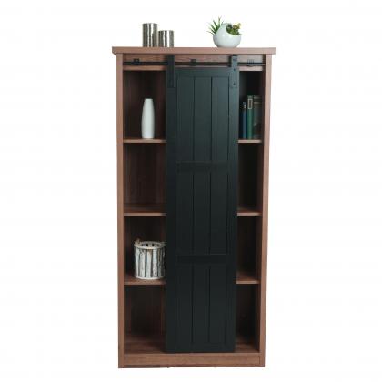 Schrank HWC-K75, Kommode Highboard, Schiebetre 8 Staufcher, Holz-Optik Industrial Metall 163x76x38cm ~ braun