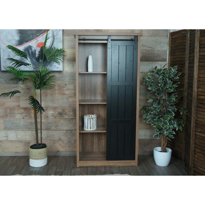 Schrank HWC-K75, Kommode Highboard, Schiebetre 8 Staufcher, Holz-Optik Industrial Metall 163x76x38cm ~ braun