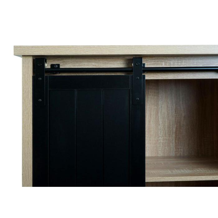 Schrank HWC-K75, Kommode Highboard, Schiebetre 8 Staufcher, Holz-Optik Industrial Metall 163x76x38cm ~ naturfarben