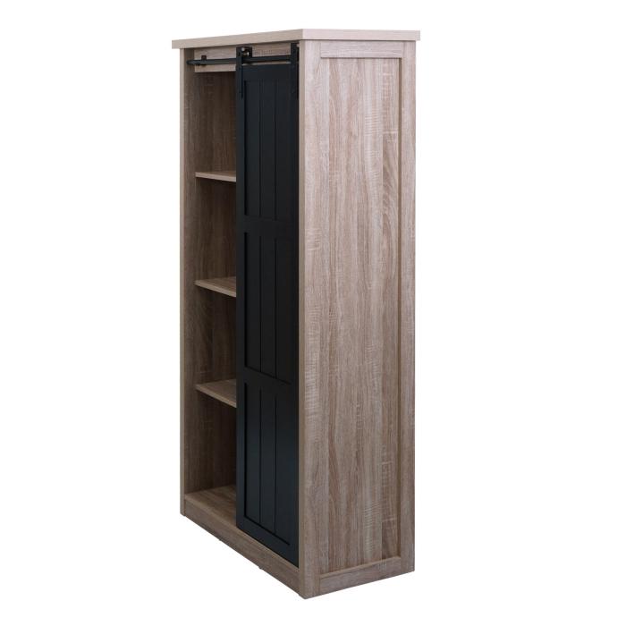 Schrank HWC-K75, Kommode Highboard, Schiebetre 8 Staufcher, Holz-Optik Industrial Metall 163x76x38cm ~ naturfarben