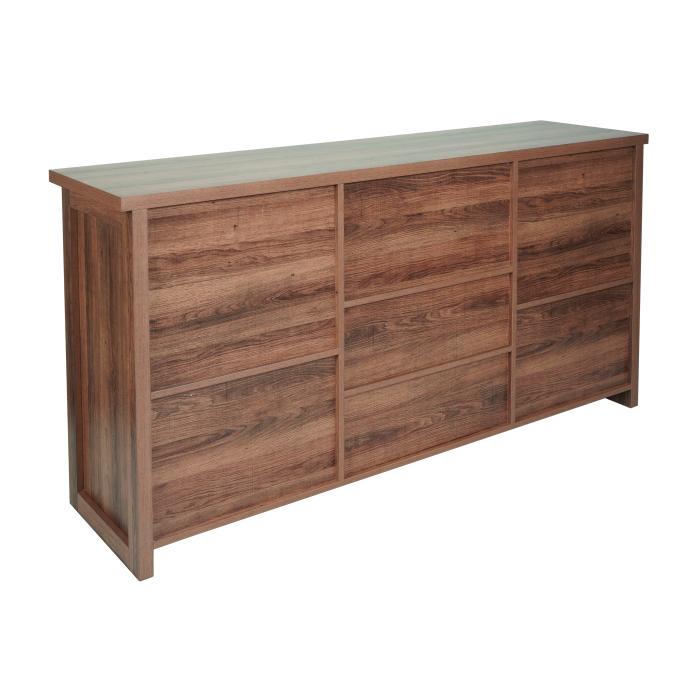 Sideboard HWC-K75, Highboard Regal Schrank, Schiebetre 7 Fcher, Holz-Optik Industrial Metall 84x150x40cm ~ braun