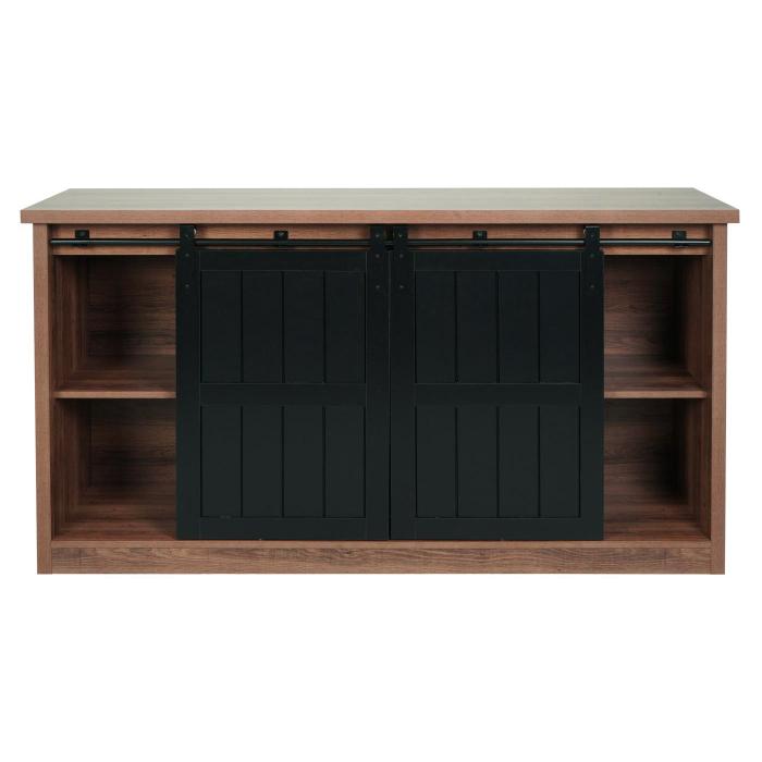 Sideboard HWC-K75, Highboard Regal Schrank, Schiebetre 7 Fcher, Holz-Optik Industrial Metall 84x150x40cm ~ braun