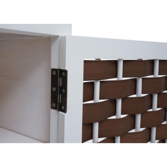 Kommode HWC-K83, Schrank Schubladenschrank, Holz 55x39,5x28,5cm ~ wei, Polyrattan braun