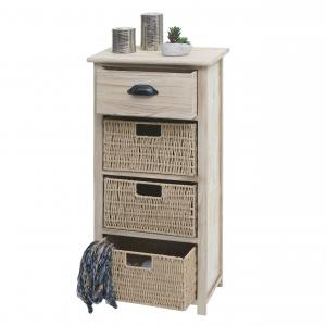 Kommode HWC-K84 mit Krben, Schrank Schubladenschrank, Holz 83x40x29cm ~ natur, Krbe hellbraun