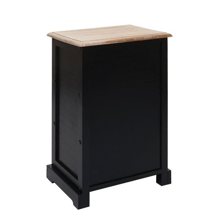 Kommode HWC-K87, Schubladenschrank Schrank, Holz Rattan 63x40x28cm ~ schwarz, naturfarben