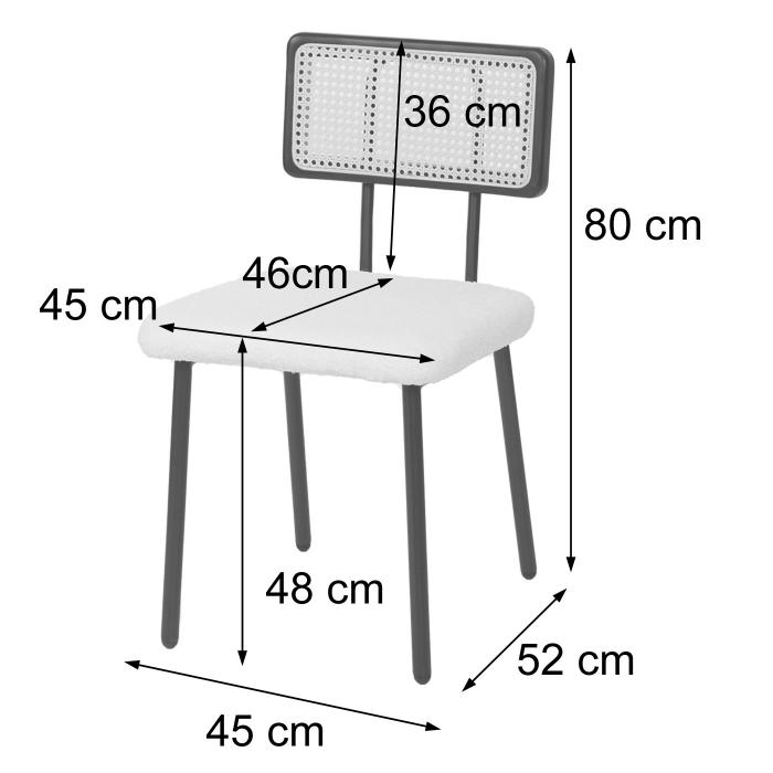 6er-Set Esszimmerstuhl HWC-K88, Lehnstuhl Stuhl, Holz Poly-Rattan Metall Boucl ~ Stoff/Textil wei