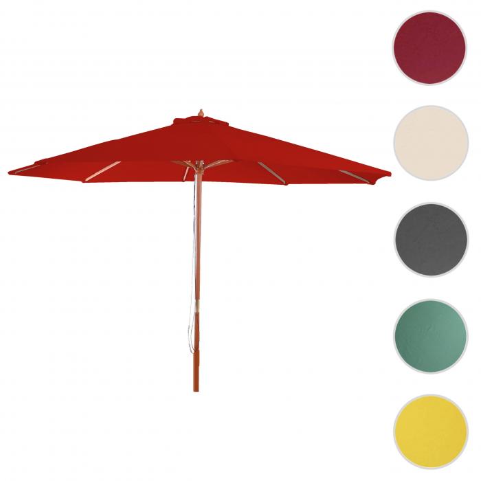 Sonnenschirm Florida, Gartenschirm Marktschirm,  3m Polyester/Holz ~ rot