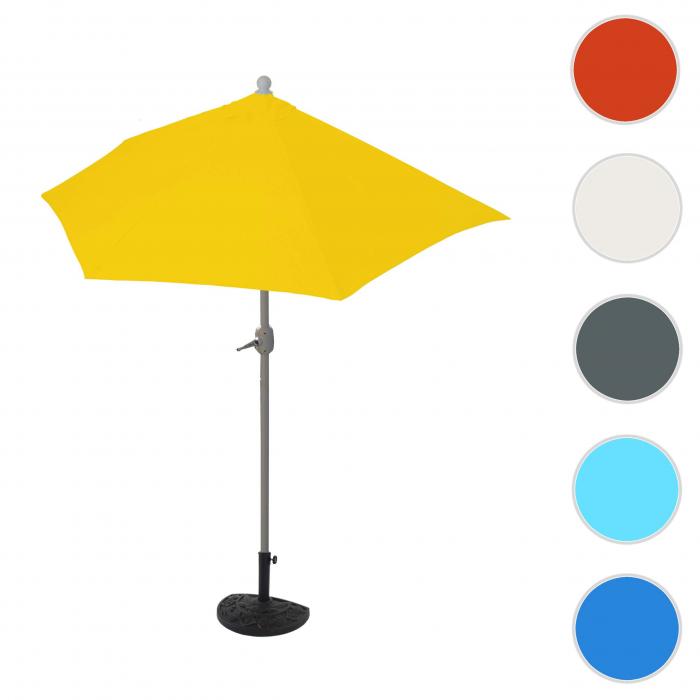 Sonnenschirm halbrund Parla, Halbschirm Balkonschirm, UV 50+ Polyester/Alu 3kg ~ 270cm gelb mit Stnder