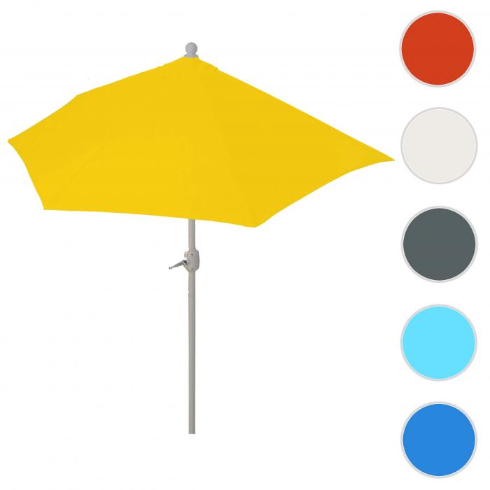 Sonnenschirm halbrund Parla, Halbschirm Balkonschirm, UV 50+ Polyester/Alu 3kg ~ 270cm gelb ohne Stnder