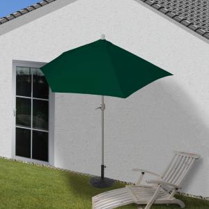 Sonnenschirm halbrund Parla, Halbschirm Balkonschirm, UV 50+ Polyester/Alu 3kg ~ 270cm grn mit Stnder