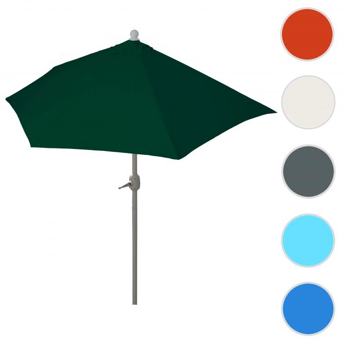 Sonnenschirm halbrund Parla, Halbschirm Balkonschirm, UV 50+ Polyester/Alu 3kg ~ 300cm grn ohne Stnder