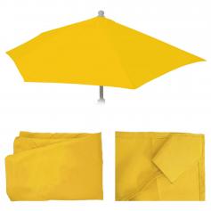 Ersatz-Bezug für Sonnenschirm halbrund Parla, Sonnenschirmbezug Ersatzbezug, 270cm Stoff/Textil UV 50+ 3kg ~ gelb