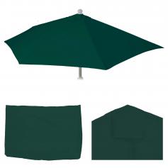 Ersatz-Bezug für Sonnenschirm halbrund Parla, Sonnenschirmbezug Ersatzbezug, 300cm Stoff/Textil UV 50+ 3kg ~ grün