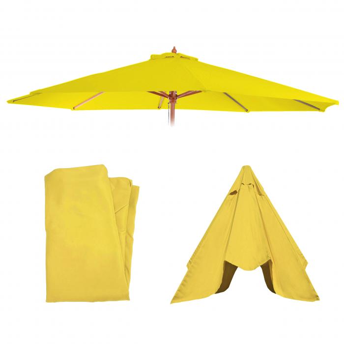 Ersatz-Bezug fr Sonnenschirm Florida, Sonnenschirmbezug Ersatzbezug,  3,5m Polyester 8 Streben ~ gelb