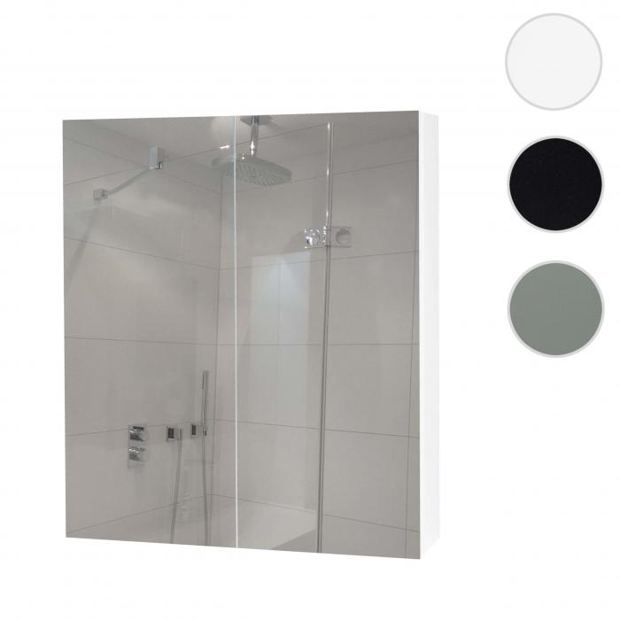 Spiegelschrank HWC-B19b, Badschrank Hngeschrank, 2 Regalbden hochglanz FSC-zertifiziert 70x60x16cm ~ wei