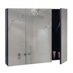 Spiegelschrank HWC-B19b, Badschrank Hängeschrank, 6 Regalböden hochglanz MVG-zertifiziert 70x80x16cm ~ schwarz