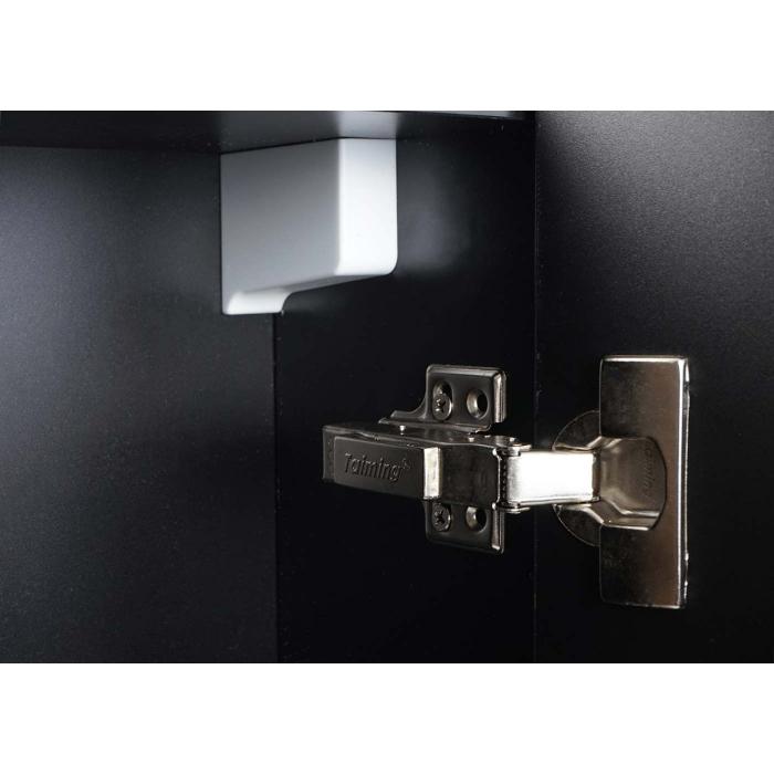 Spiegelschrank HWC-B19b, Badschrank Hngeschrank, 2 Regalbden hochglanz MVG-zertifiziert 70x60x16cm ~ schwarz