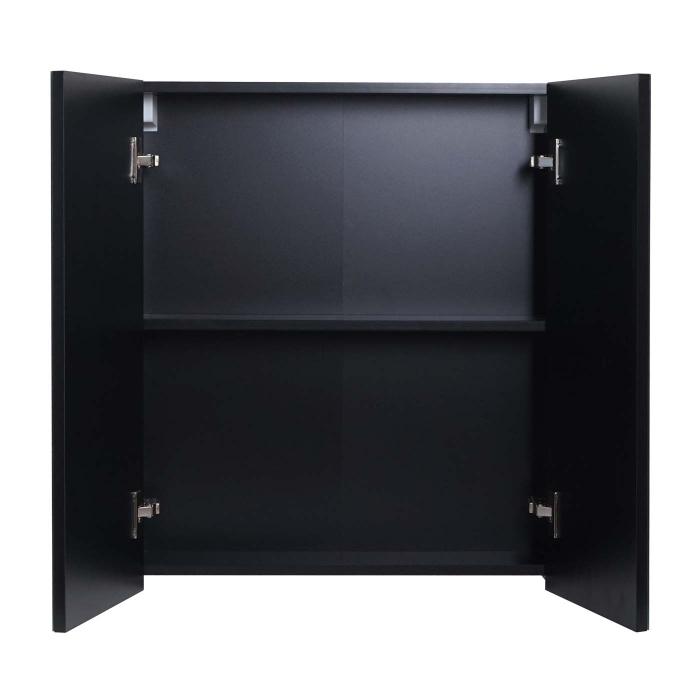 Spiegelschrank HWC-B19b, Badschrank Hngeschrank, 2 Regalbden hochglanz MVG-zertifiziert 70x60x16cm ~ schwarz