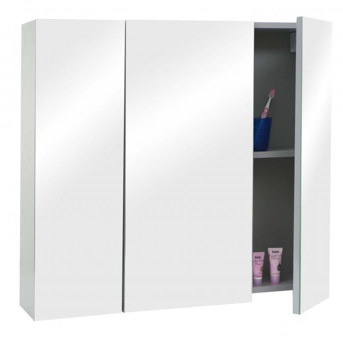 Spiegelschrank HWC-B19b, Badschrank Hngeschrank, 6 Regalbden hochglanz MVG-zertifiziert 70x80x16cm ~ grau